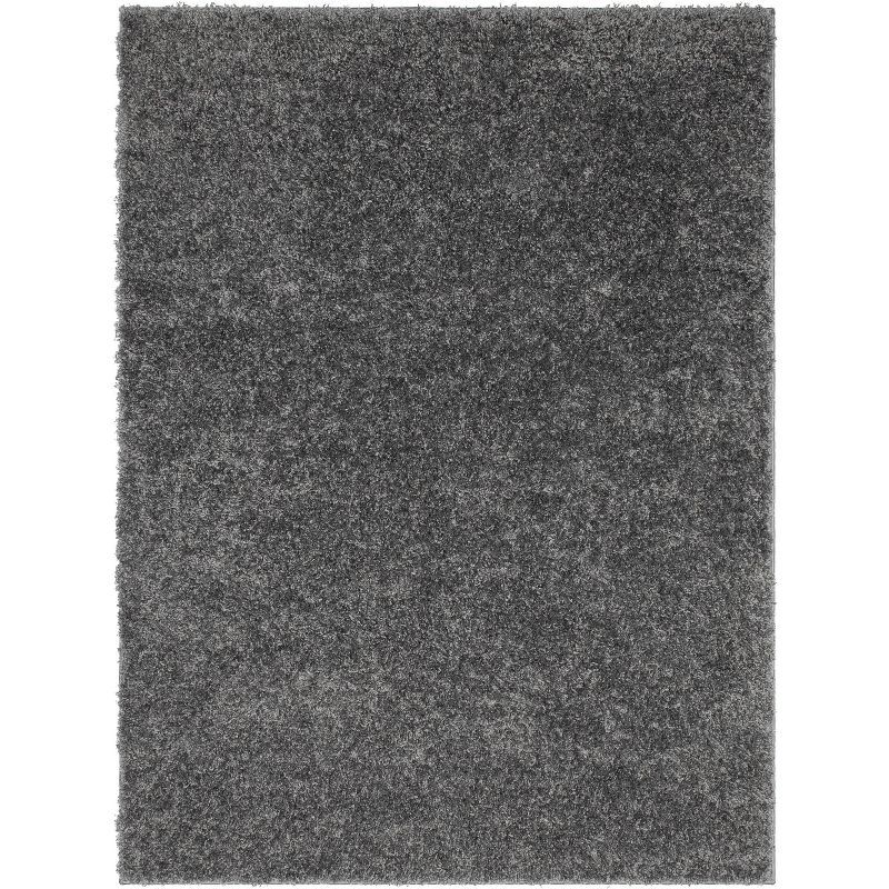Dark Grey Rectangular Synthetic Shag Rug 4' x 6'