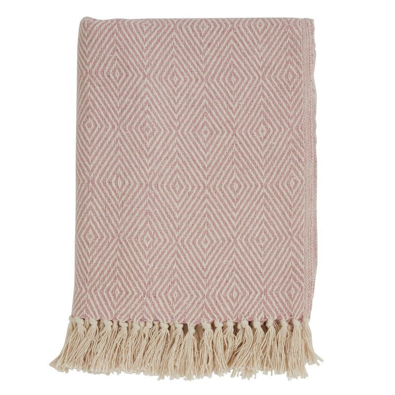 Plush Cotton Diamond Weave Throw Blanket with Tasseled Edges - 50"x60"