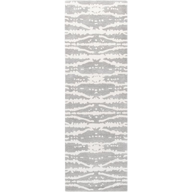 Grey and Ivory Hand-Tufted Wool and Viscose Runner Rug