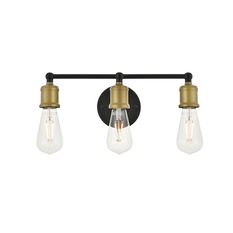 Serif Contemporary Brass and Black 3-Light Wall Sconce