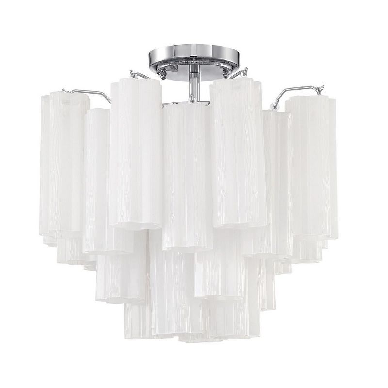 Addis 4-Light Polished Chrome Flush Mount with White Tronchi Glass