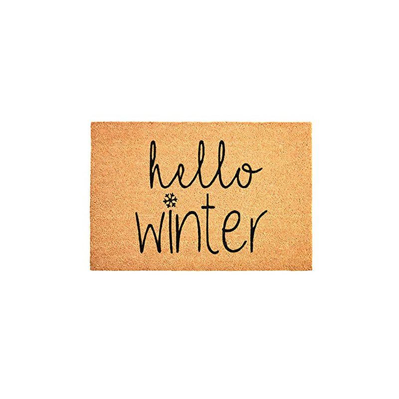 Natural Coir Hello Winter Outdoor Christmas Doormat
