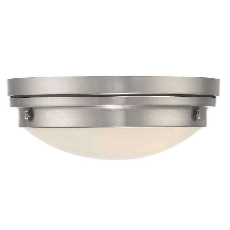 Lucerne Transitional 2-Light Flush Mount in Satin Nickel with White Glass