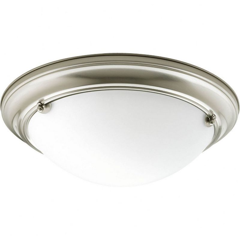 Eclipse Brushed Nickel Flush Mount Ceiling Light with Satin White Glass