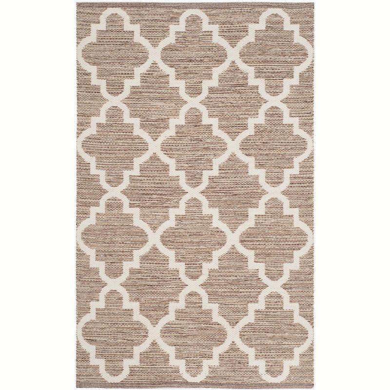 Ivory and Beige Handwoven Cotton Area Rug, 2'3" x 3'9"