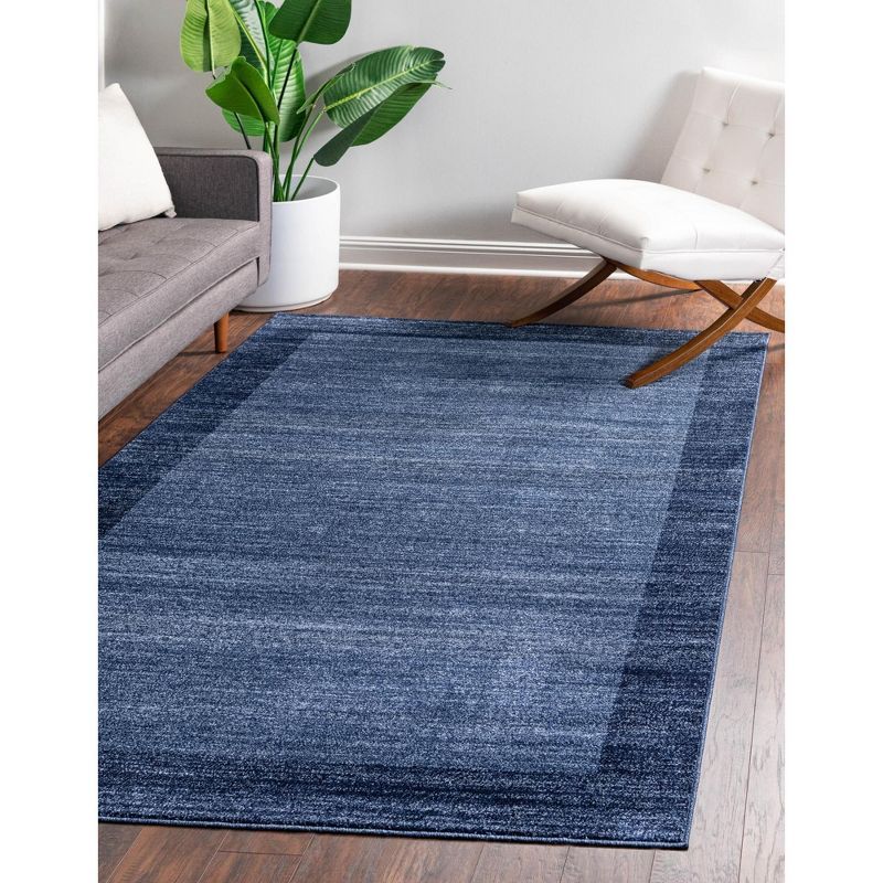 Navy Blue Rectangular Tufted Stain-Resistant Rug