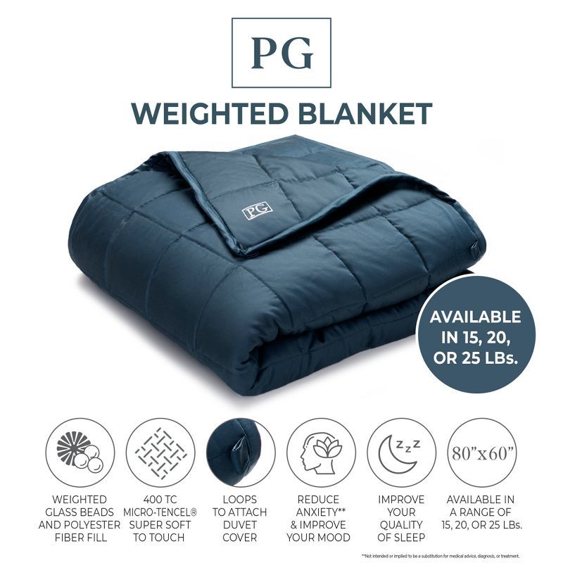 Queen Size Navy Blue Tencel Weighted Blanket with Glass Beads