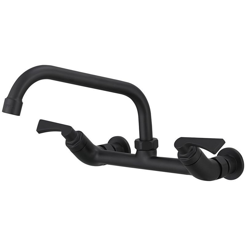 Matte Black Double-Handle Wall-Mount Kitchen Faucet