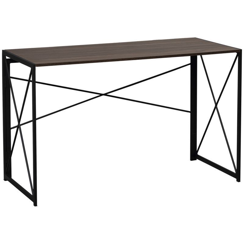 Brown Foldable Wood and Metal Writing Desk