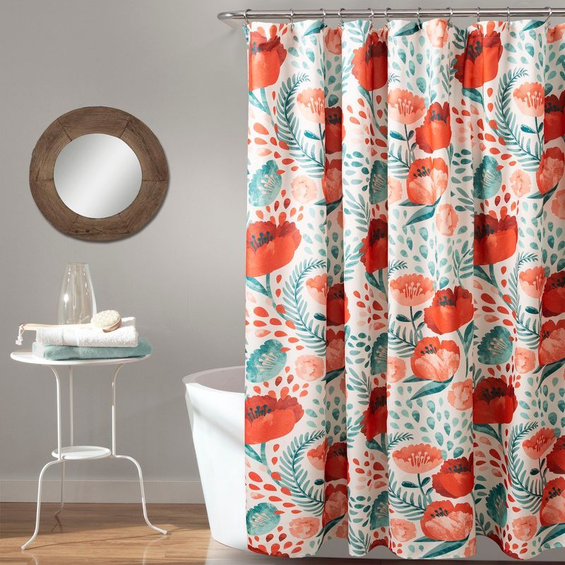 Multi Poppy Garden Floral Print Shower Curtain