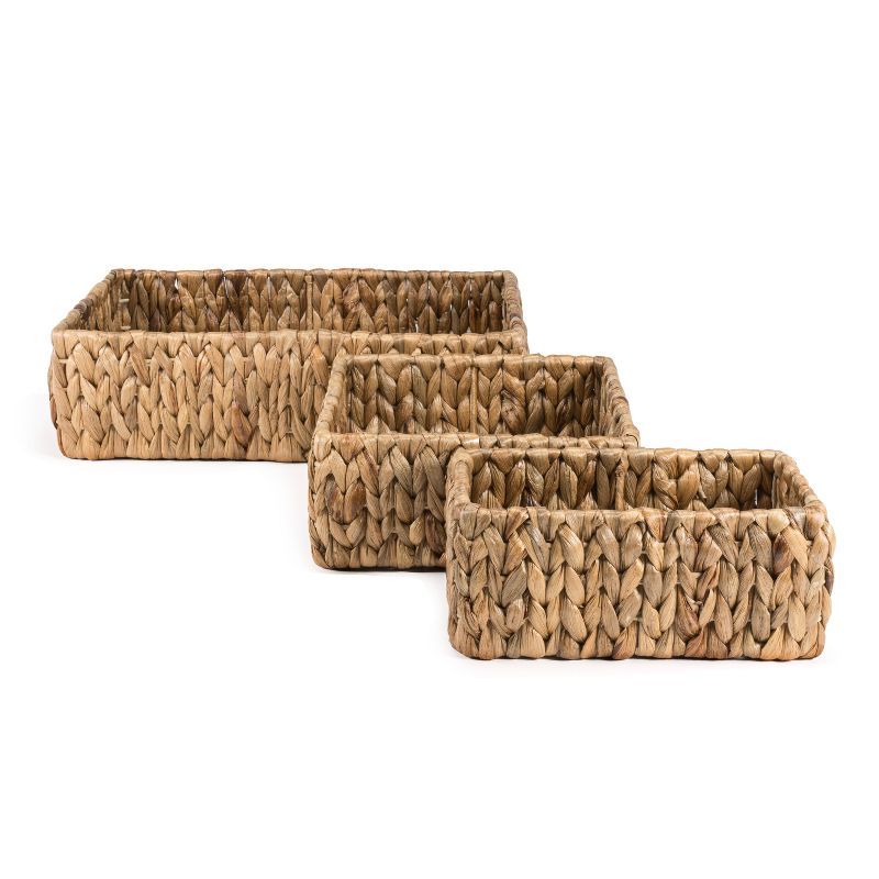 Natural Hand-Woven Hyacinth Nesting Storage Baskets, Set of 3