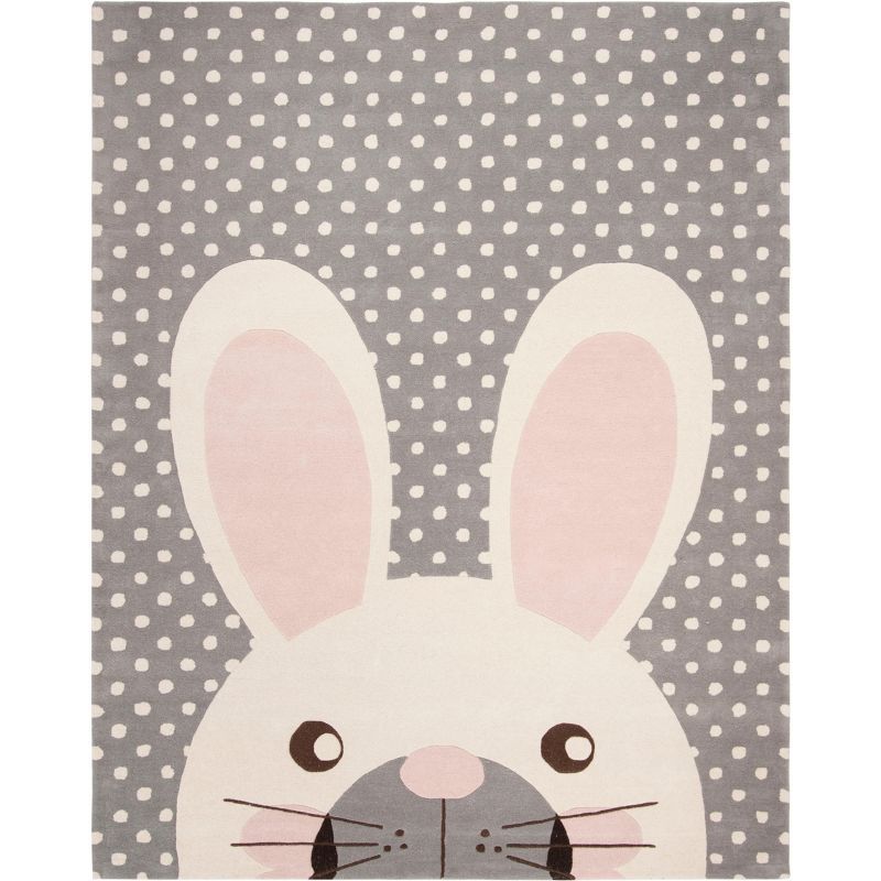 Grey and Ivory Wool Bunny Kids 8' x 10' Hand-Tufted Rug