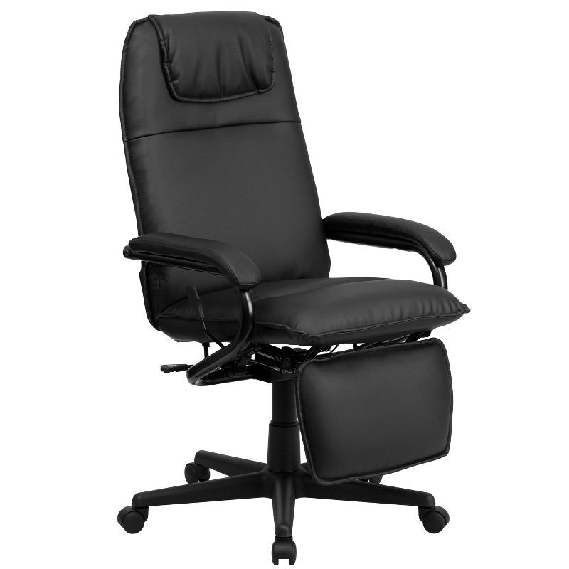 Elegance Executive High Back Swivel Chair with LeatherSoft and Adjustable Footrest, Black