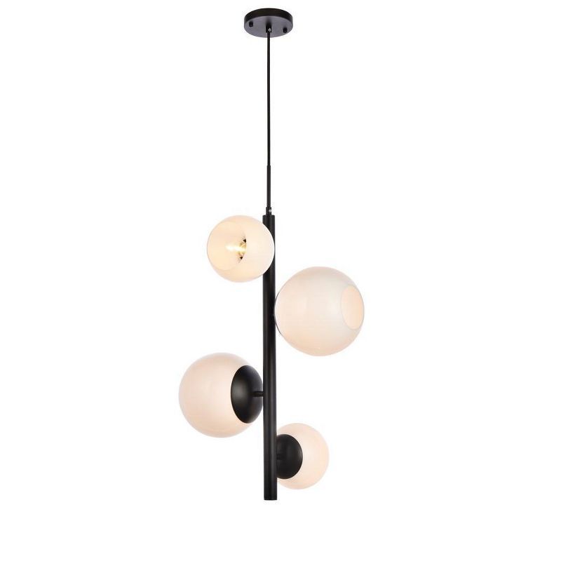 Elegant Black and White Iron and Glass Globe Pendant Light