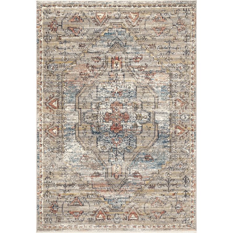 Regal Charm Gray Synthetic 8' x 10' Medallion Area Rug