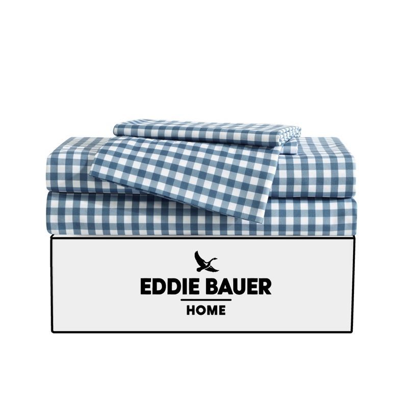 Blue and White Checkered Twin XL Microfiber Bedding Set
