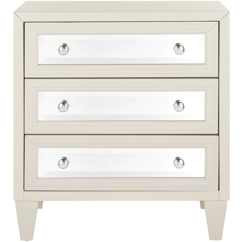 Gray Mirrored 3-Drawer Transitional Chest