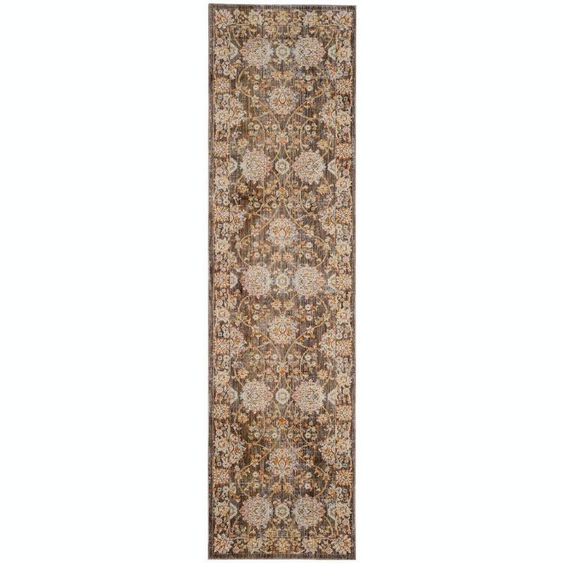 Vintage Persian Brown and Multicolor Synthetic Runner Rug, 2'2" x 8'