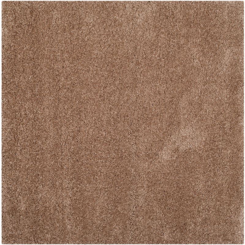 Milan Dark Beige Synthetic Shag Square Rug 3' x 3'