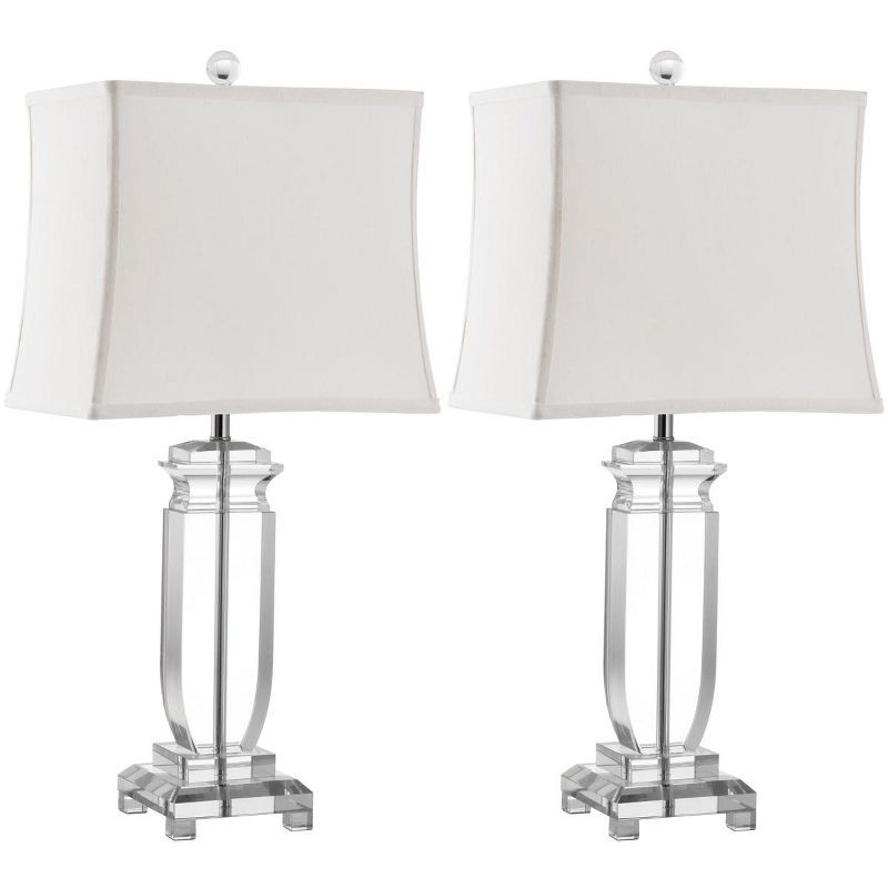 Olympia Crystal Table Lamp Set with White Linen Shades