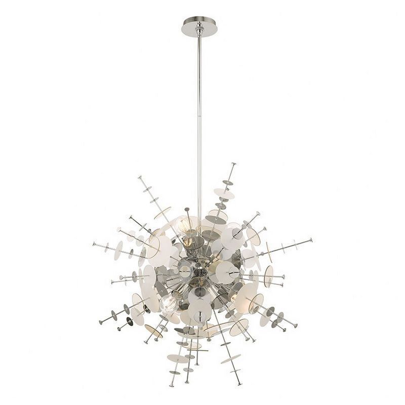 Polished Chrome 6-Light Globe Chandelier with Glass Discs