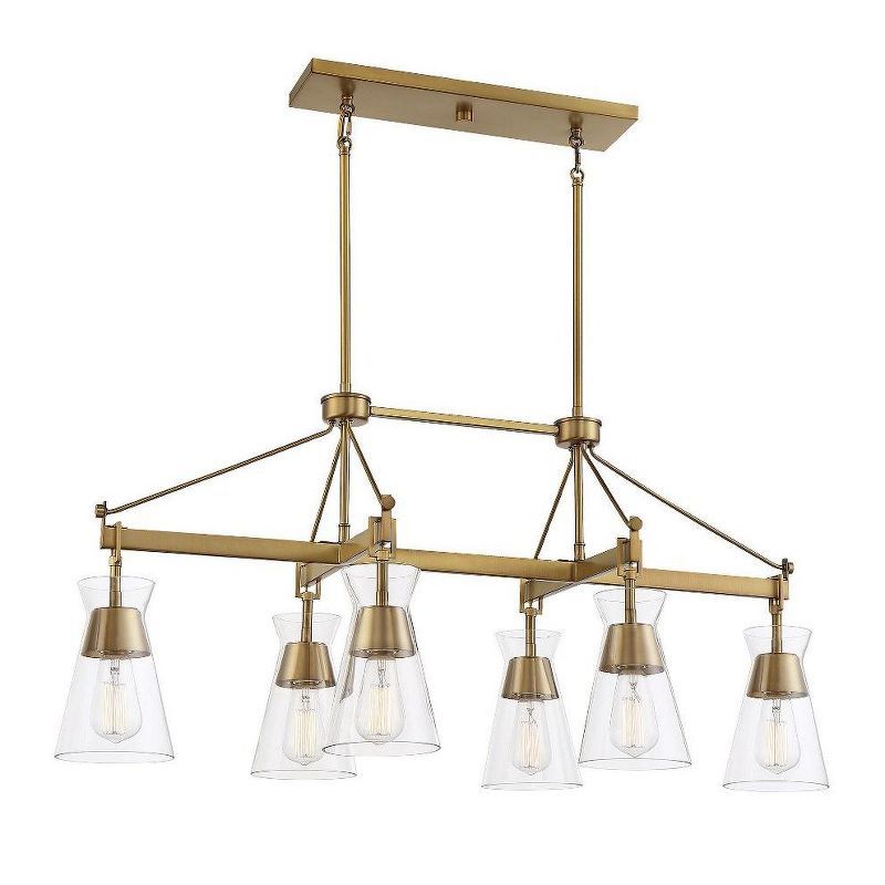 Lakewood Warm Brass 6-Light Mid-Century Modern Chandelier