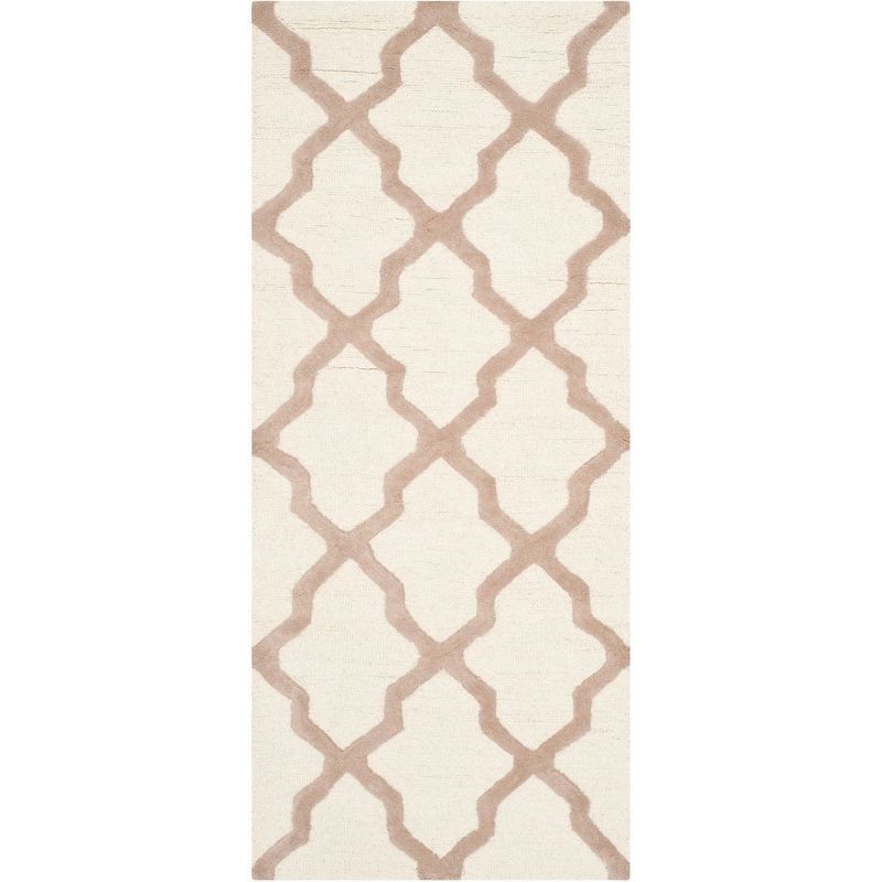 Ivory and Beige Hand-Tufted Wool Area Rug, 30" x 16"