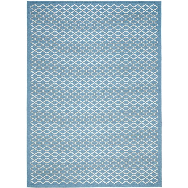 Blue and Beige 9' x 12' Synthetic Outdoor Area Rug