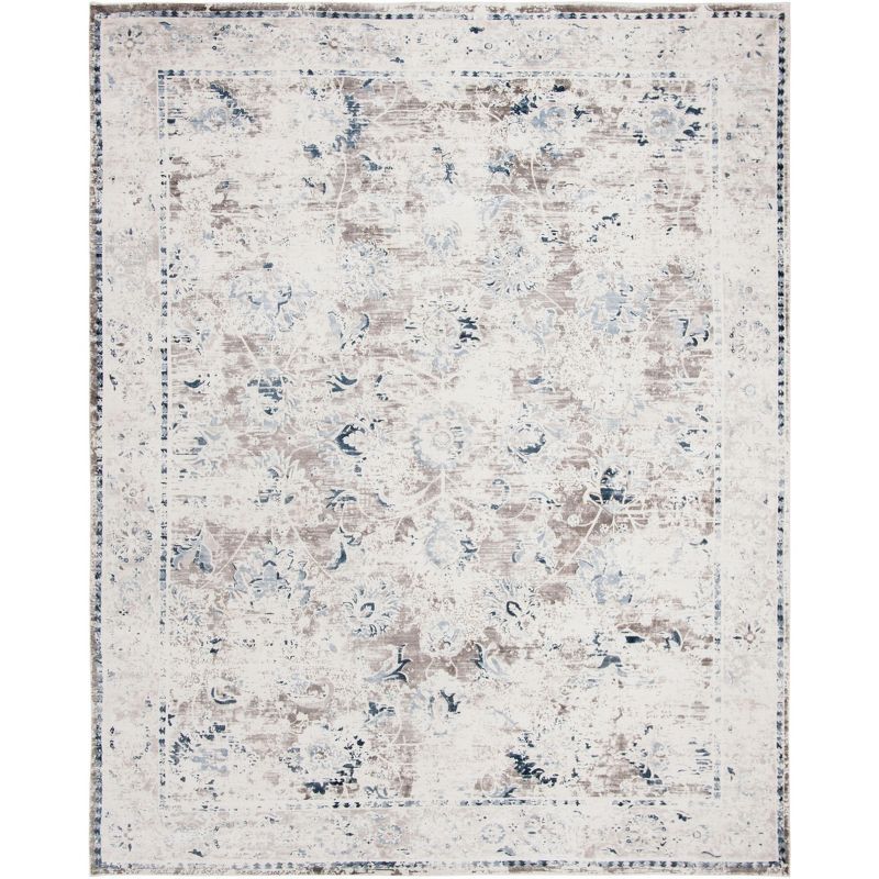 Handmade Blue and Charcoal Viscose 8' x 10' Area Rug