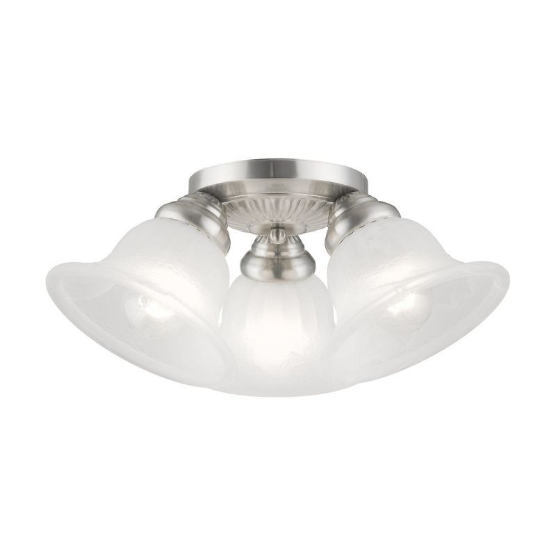 Edgemont Brushed Nickel 3-Light Flush Mount with White Alabaster Glass