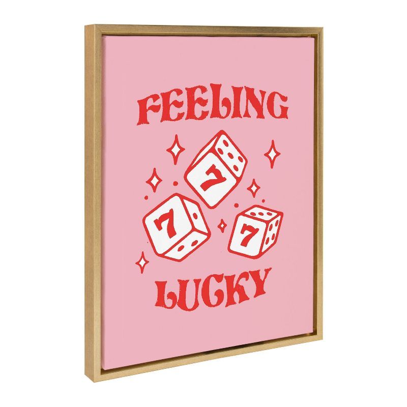 Feeling Lucky Pink and Red Canvas Print with Natural Frame