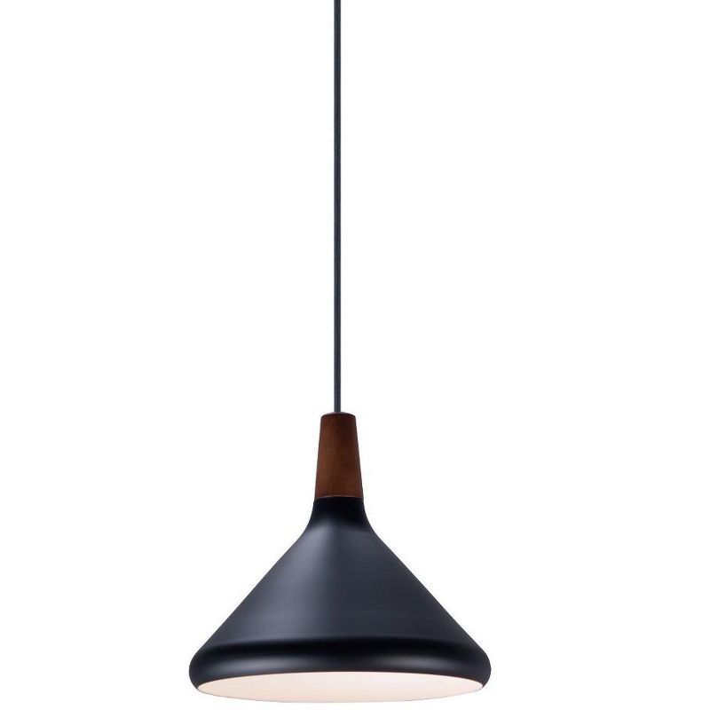 Nordic 7-Inch Walnut and Black Aluminum Pendant Light