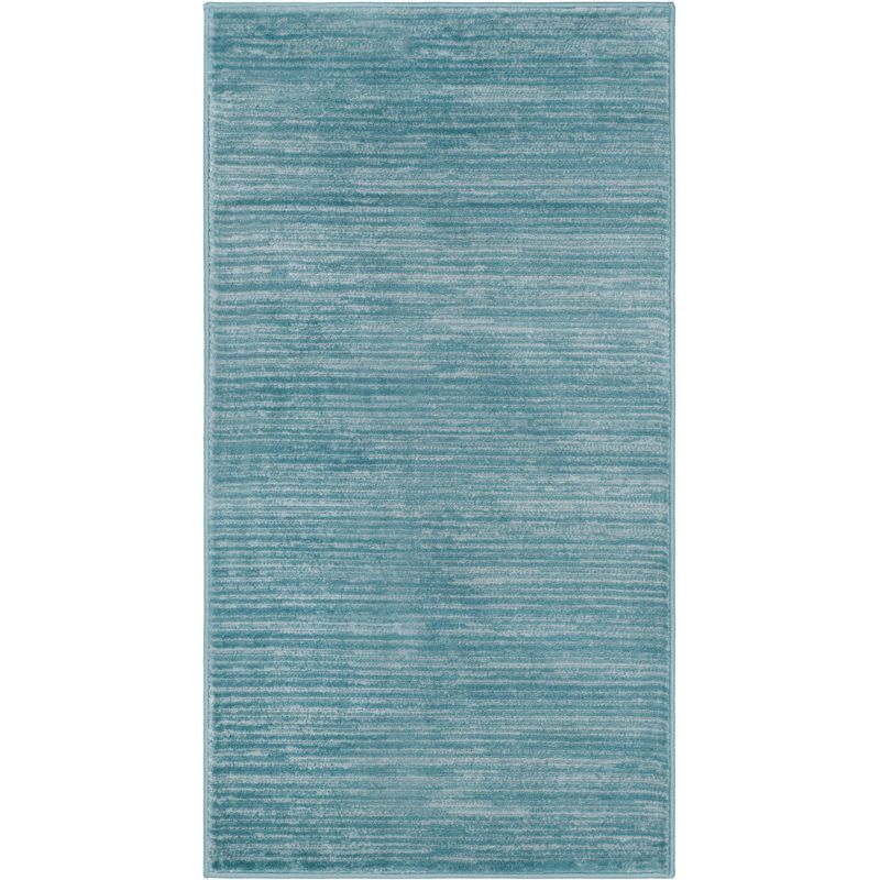 Aqua Hand-Knotted Abstract Synthetic Area Rug 2' x 3'