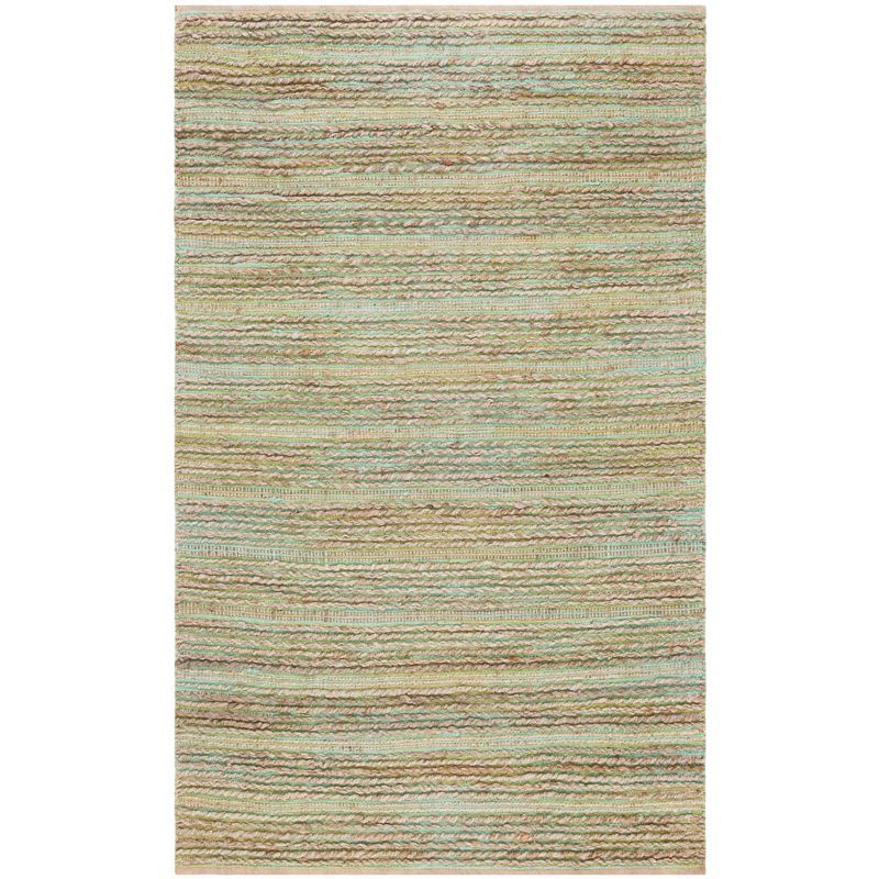 Coastal Charm Green Cotton 4' x 6' Handmade Flat Woven Area Rug