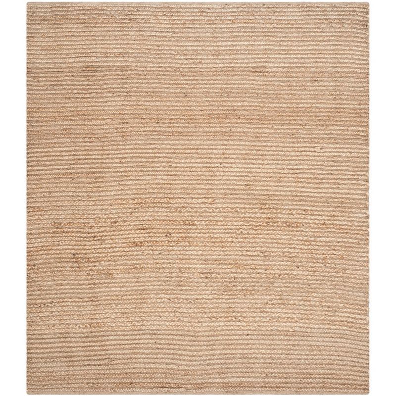 Boho-Chic Natural Jute 4' Square Handwoven Geometric Rug