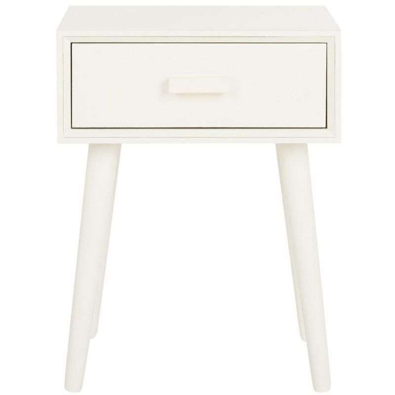 Lyle Transitional Rectangular Pine Wood Side Table with Storage - Distressed White