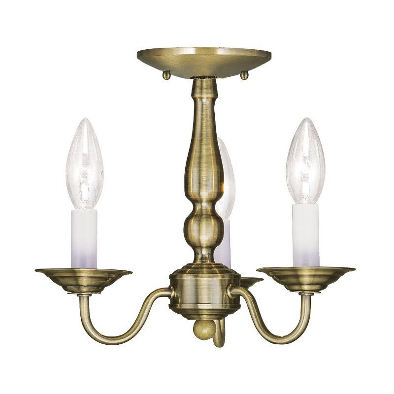 Elegant Antique Brass 3-Light Mini Chandelier with Candelabra Base