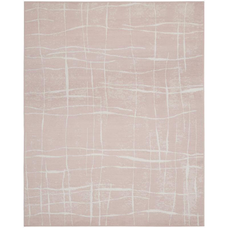 Whimsicle Pink Ivory 8' x 10' Abstract Synthetic Area Rug