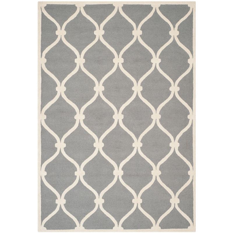 Hand-Tufted Dark Grey & Ivory Wool Area Rug 6' x 9'