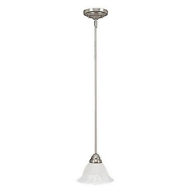 Satin Nickel Mini Pendant Light with Glass Shade