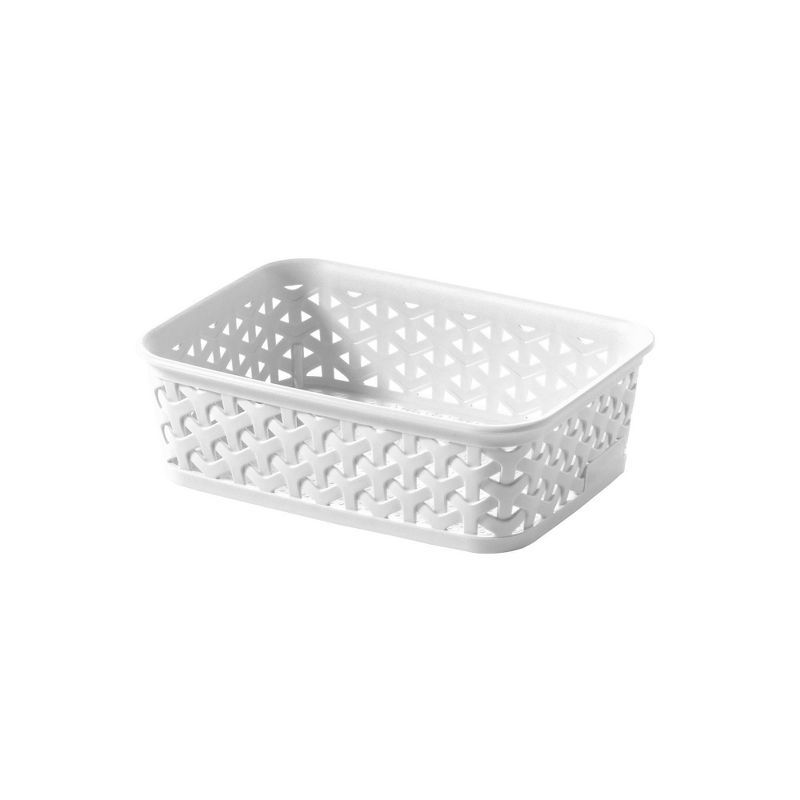 White Rectangular Y-Weave Mini Plastic Storage Basket