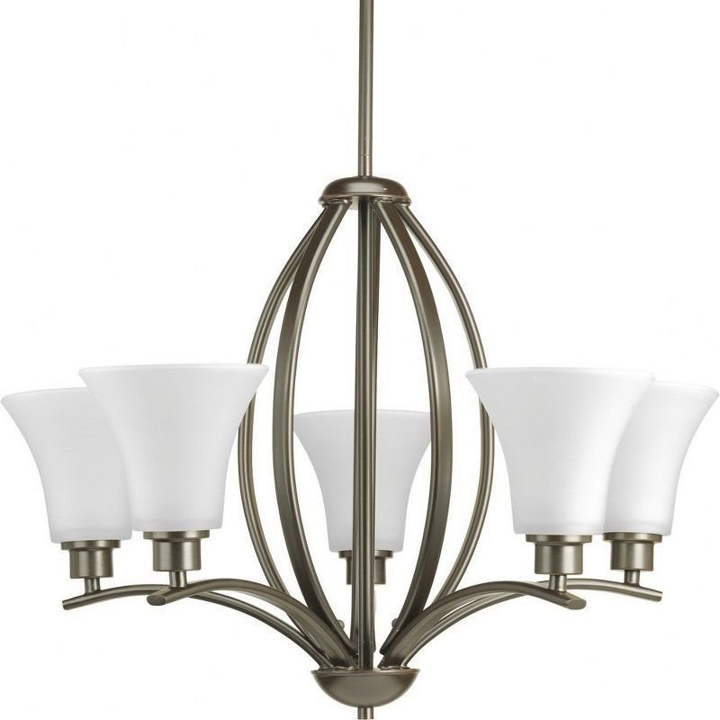 Joy Antique Bronze 5-Light Chandelier with Etched Glass