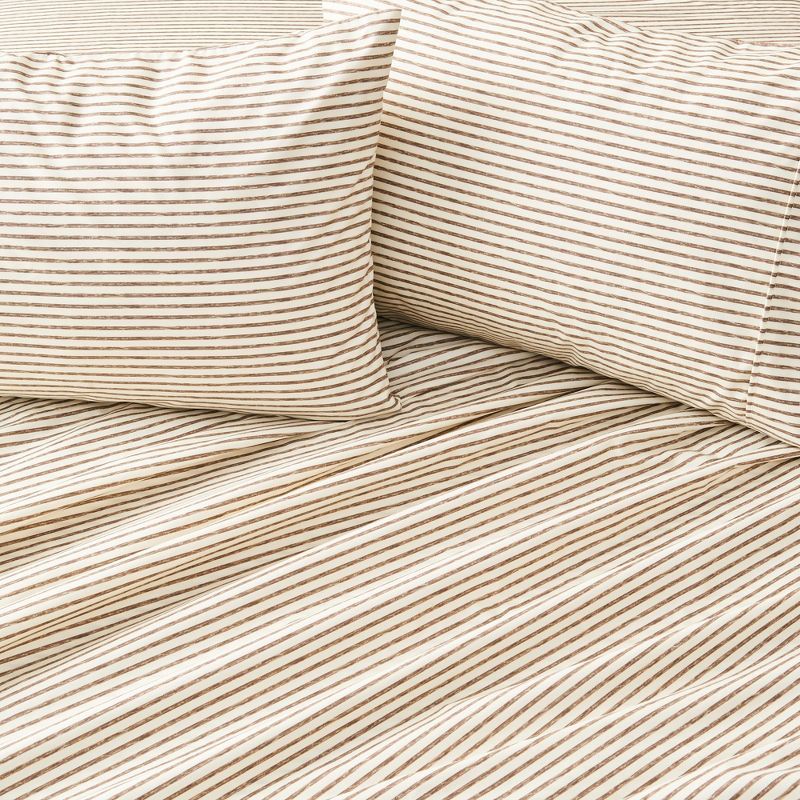 Taupe Striped Twin Microfiber Sheet Set