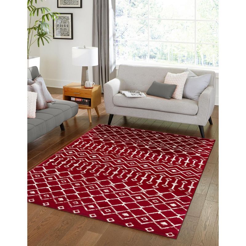 Trellis Elegance 6' x 9' Red Synthetic Rectangular Rug