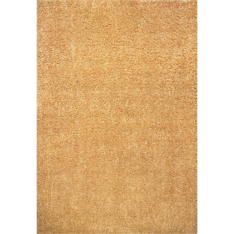 Luxurious Yellow Synthetic 79'' Reversible Shag Rug