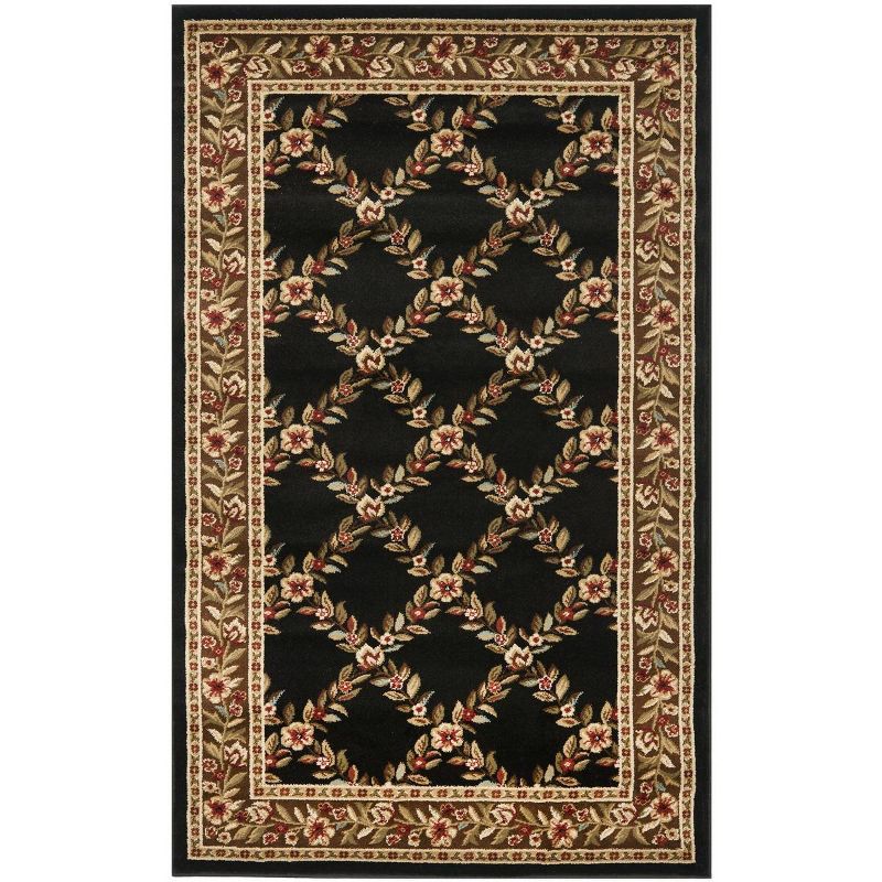 Elegant Lyndhurst Hand-Knotted Black/Brown Synthetic Area Rug, 3'3" X 5'3"