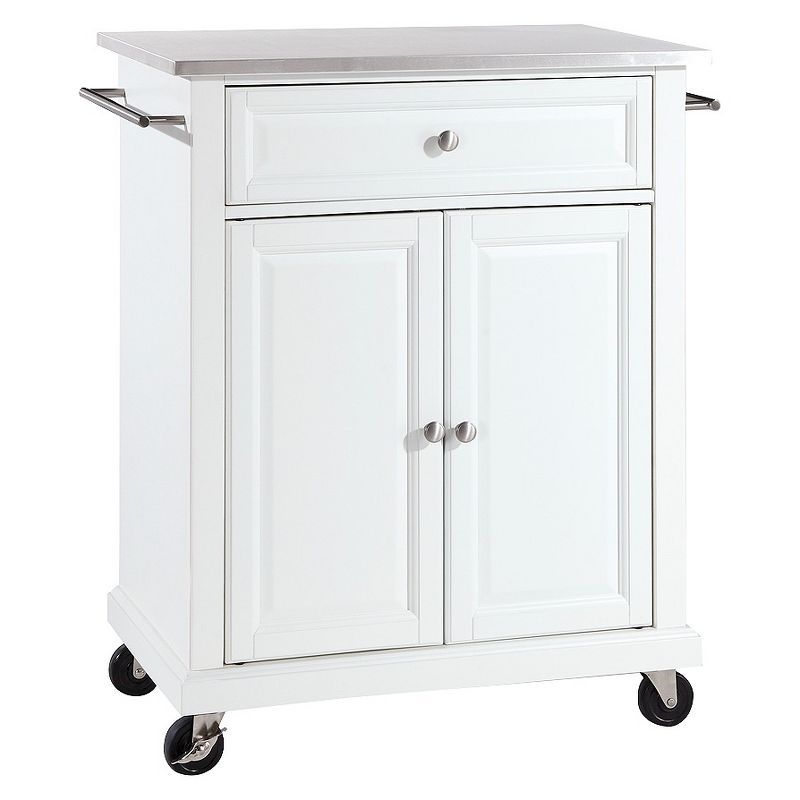 Sleek Stainless Steel Rectangular Kitchen Cart with Storage