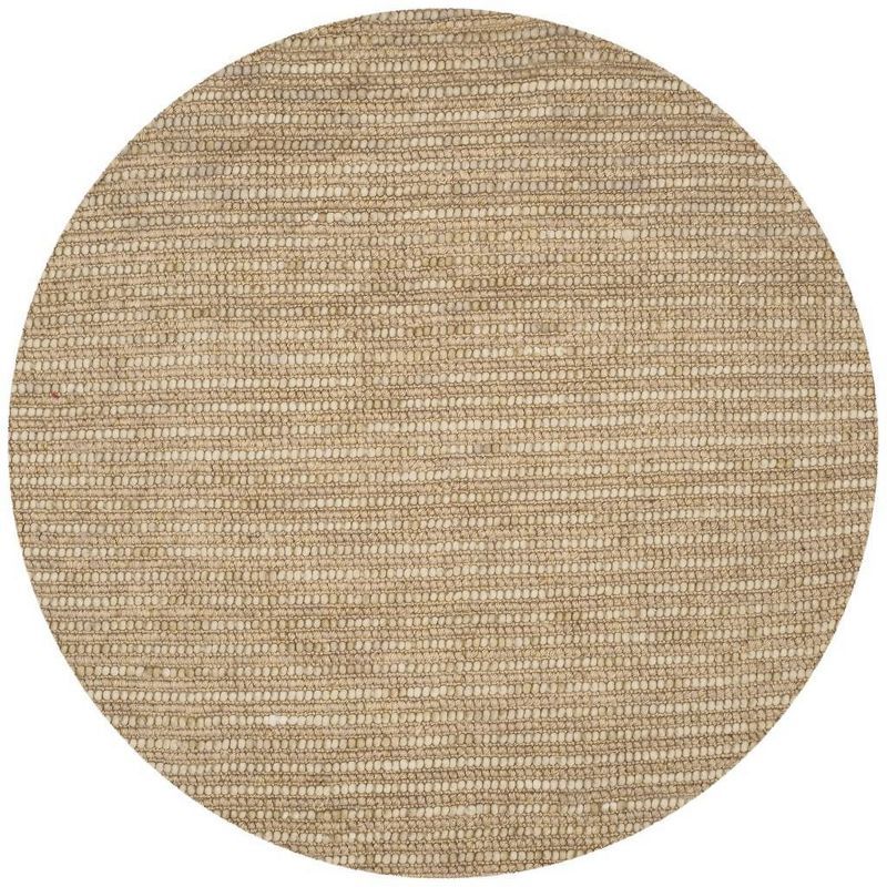 Beige and Multicolor Round Hand-Knotted Wool Area Rug