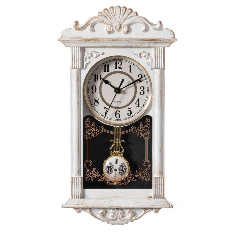 White French Provincial Plastic Pendulum Wall Clock