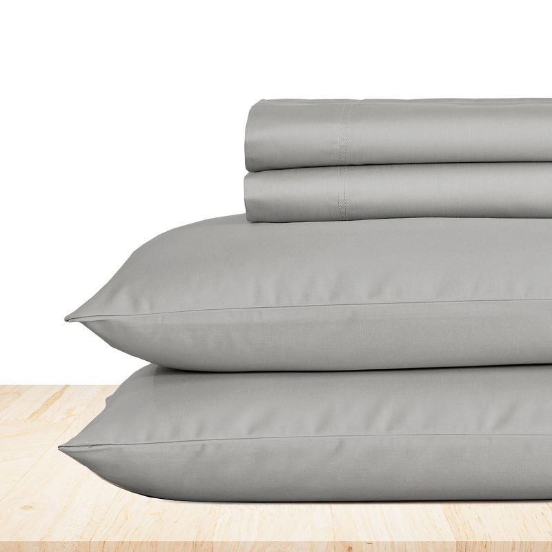 Light Grey Organic Cotton Percale California King Sheet Set